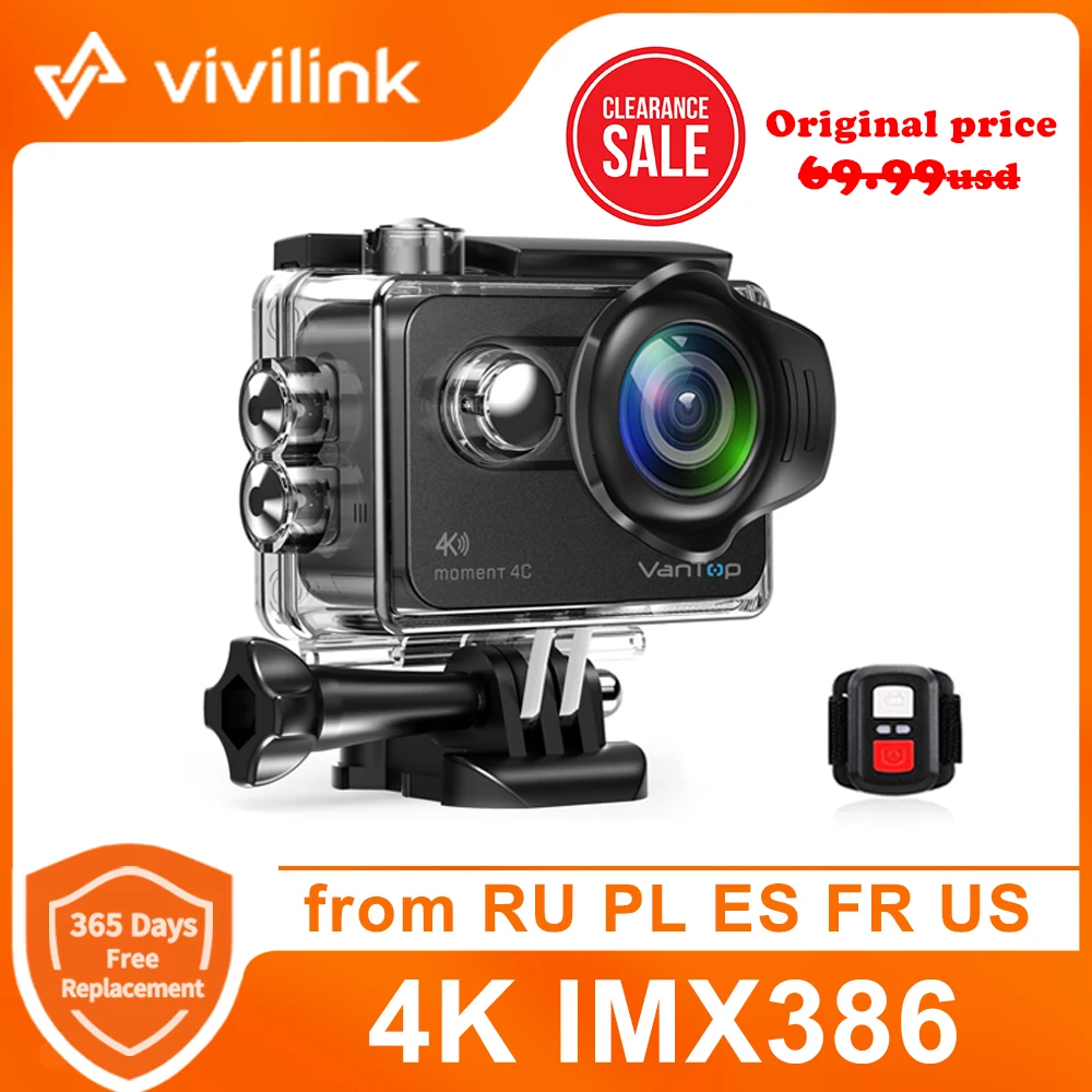 Vivilink экшн Камера VanTop в настоящий момент 4C 4K 60FPS EIS Wi-Fi 1080P Водонепроницаемый