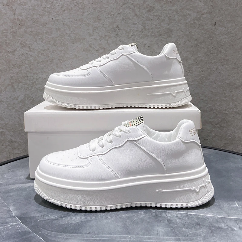 

Women's thick-soled sneakers Fashion PU leather sneakersWomen's thick-soled sneakers Tennis women 2021 new lace-up casual shoes