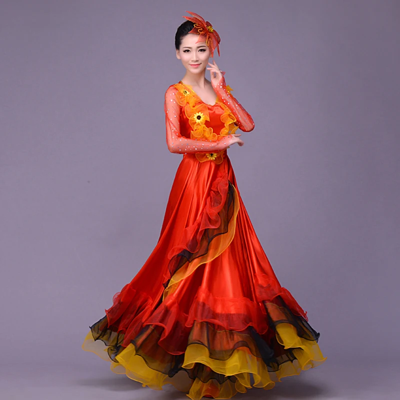 Мода плюс размер цыганское женское испанское Фламенко юбка представление танец