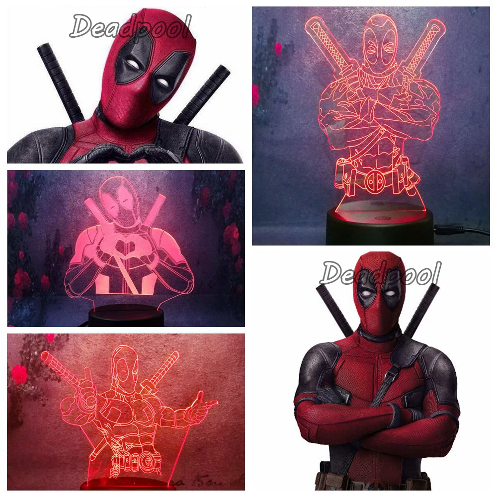 X men deportial Marvel Movie Role USB Decoration Ночной светильник светодиодный 3D юмористический