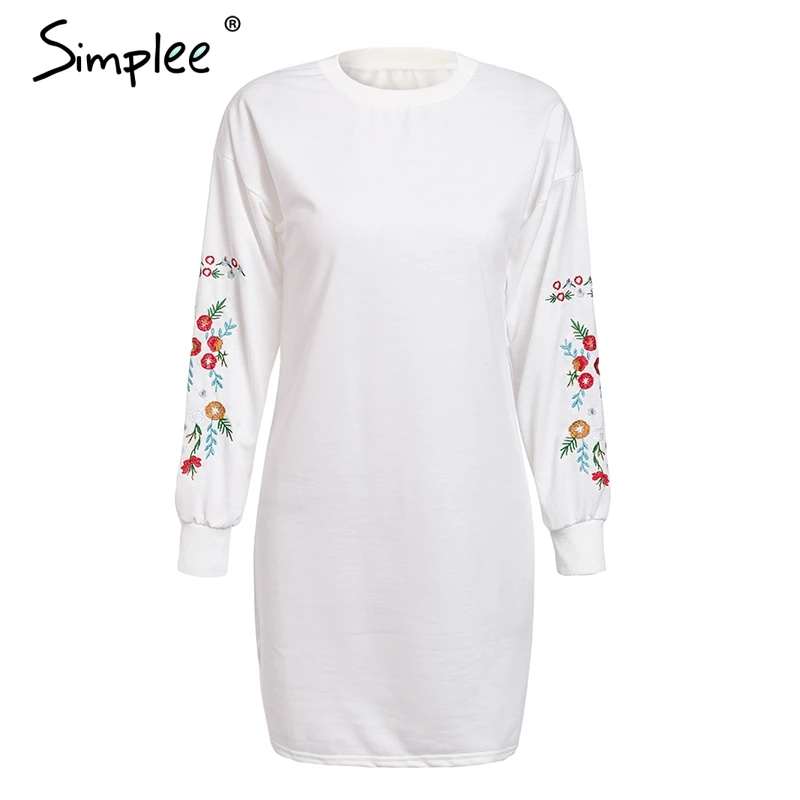 Женское зимнее свободное мини-платье Simplee с круглым вырезом элегантное