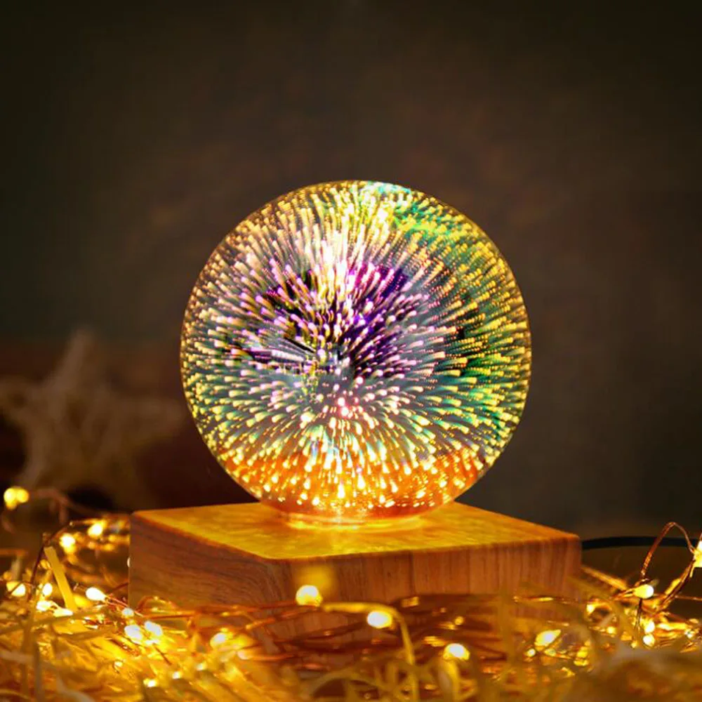 

3D Crystal Lightning Lamp Colorful Ball Night Light LED Magic Glass Sphere Romantic Smoke Lantern USB Ball Table Lamp