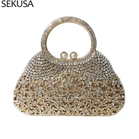 gold evening bags and clutches for women crystal clutch top handle hand bags beaded rhinestone purse wedding party handbag