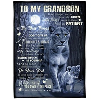to my grandson i love form grandma lion cozy premiun fleece blanket 3d print sherpa blanket on bed home textiles