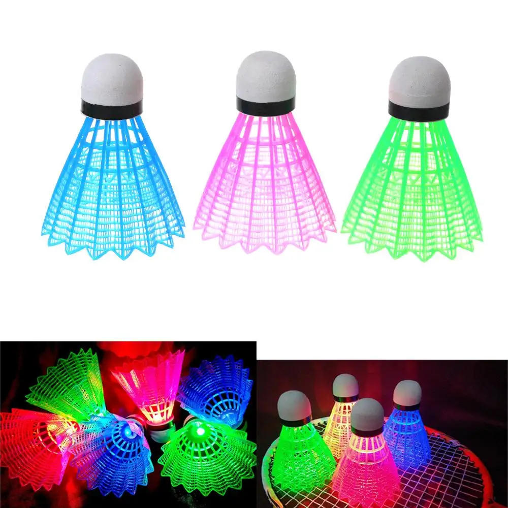 

100% Brand New and High Quality 3pcs LED Luminous Badminton Dark Night Colored Plastic Foam Glowing Shuttlecocks