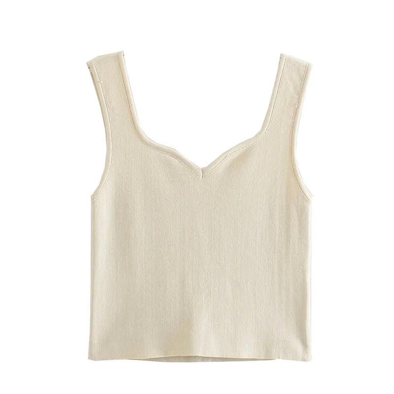 

2021 New Women Fashion Ribbed Knit Camisole Tight-Fitting Sexy Bare Belly Button Solid Color Short Top Streetwear