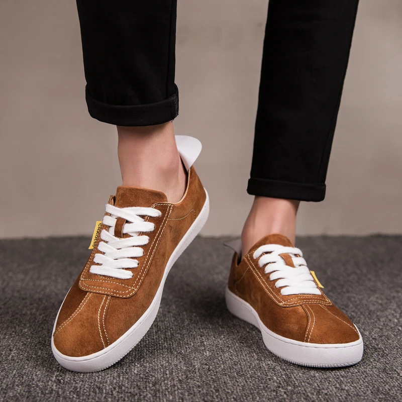

Men Trend Flats Shoes Spring PU Leather Shoes Man Lace-Up Brown Style Light Breathable Fashion Sneakers Men Vulcanized Shoes %