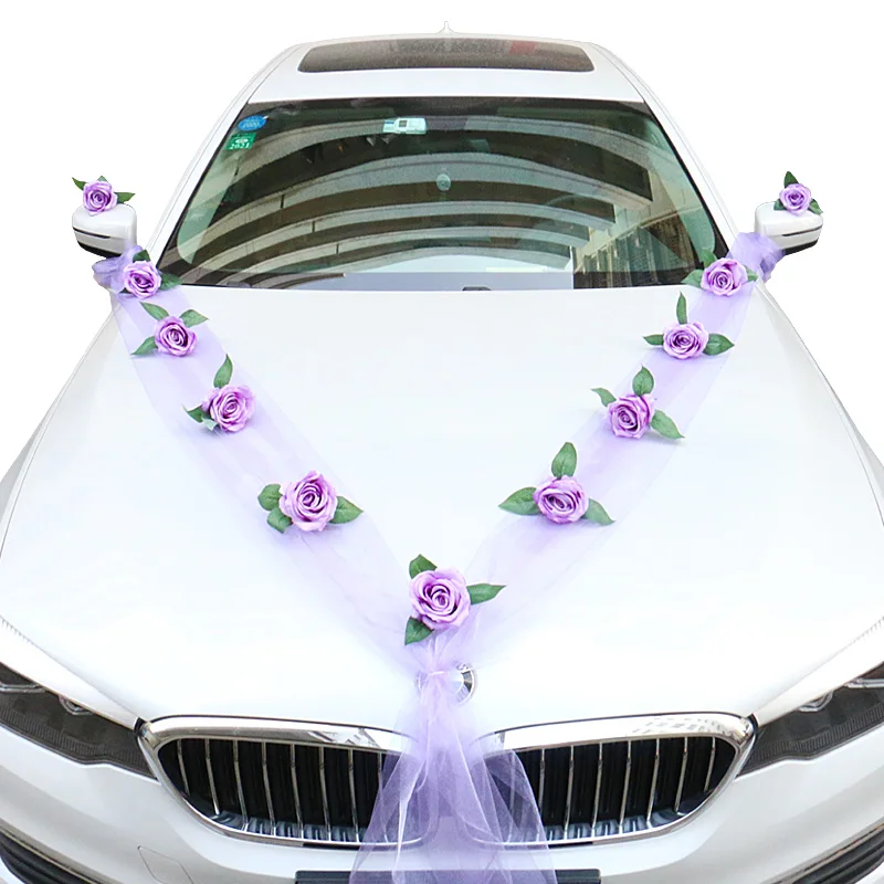 Самодельный искусственный цветок белый свадебный автомобиль украшение ручка