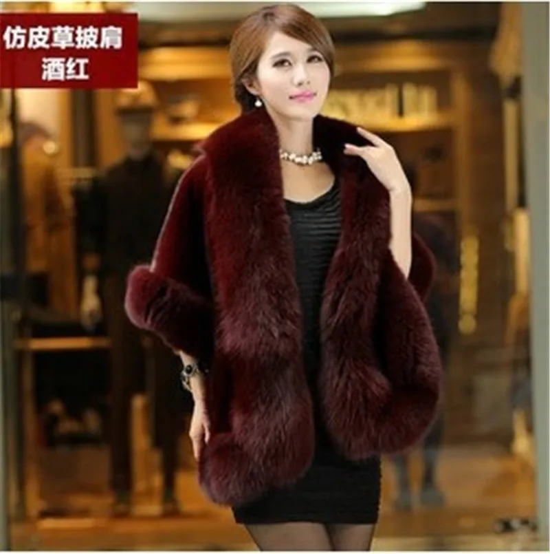 Зимняя накидка без рукавов из искусственного меха Свадебный Болеро шаль