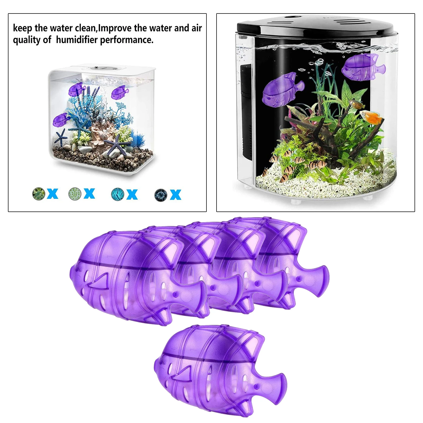 

5pcs Humidifier Tank Cleaner Fishes Humidifier Water Treatment Soften Tool