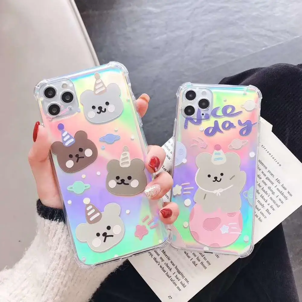 Новый красочный чехол 2 в 1 с лазерным рисунком для iPhone 11 Pro Max XR XS X 6 6S 7 8 Plus