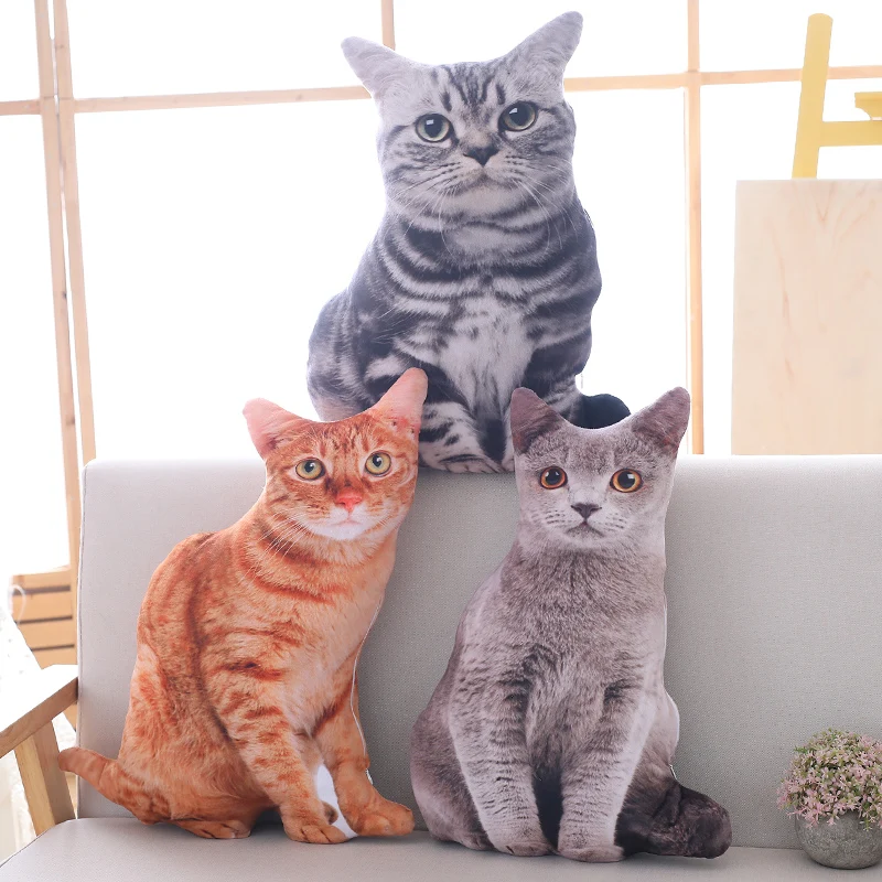 

Simulation Plush Cat Pillow Soft Stuffed realistic Animal Cushion Sofa Decor Cartoon Plush Toy Children Kid kawaii Gift