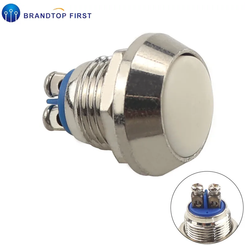 12 мм мгновенная металлическая кнопка 1NO цветные переключатели сферическая