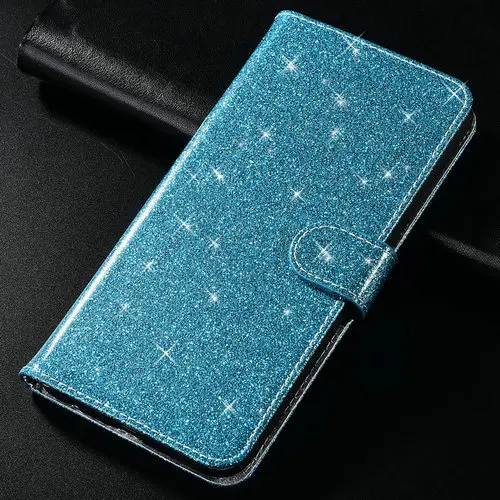 Glitter- Blue Из искусственной кожи чехол-бумажник чехол для redmi 4 4A 4X Note 4 4X 5A redmi 6 6A Note 7 Pro 7A силиконовый чехол для телефона с откидной крышкой чехол-книжка - Цвет: Glitter- Blue