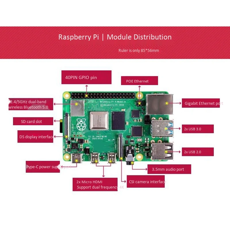 

Suitable for Raspberry Pi 4Th Generation Type B Development Board Dual Frequency Wifi Bluetooth 2G