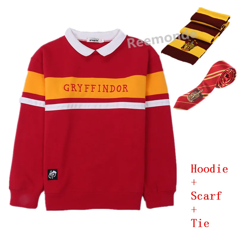 Толстовка Униформа Слизерин Hufflepuff джемпер Косплей Ravenclaw Толстовка костюм Толстовка и штаны Гриффиндор джемпер свитер униформа - Цвет: hoodie scarf tie