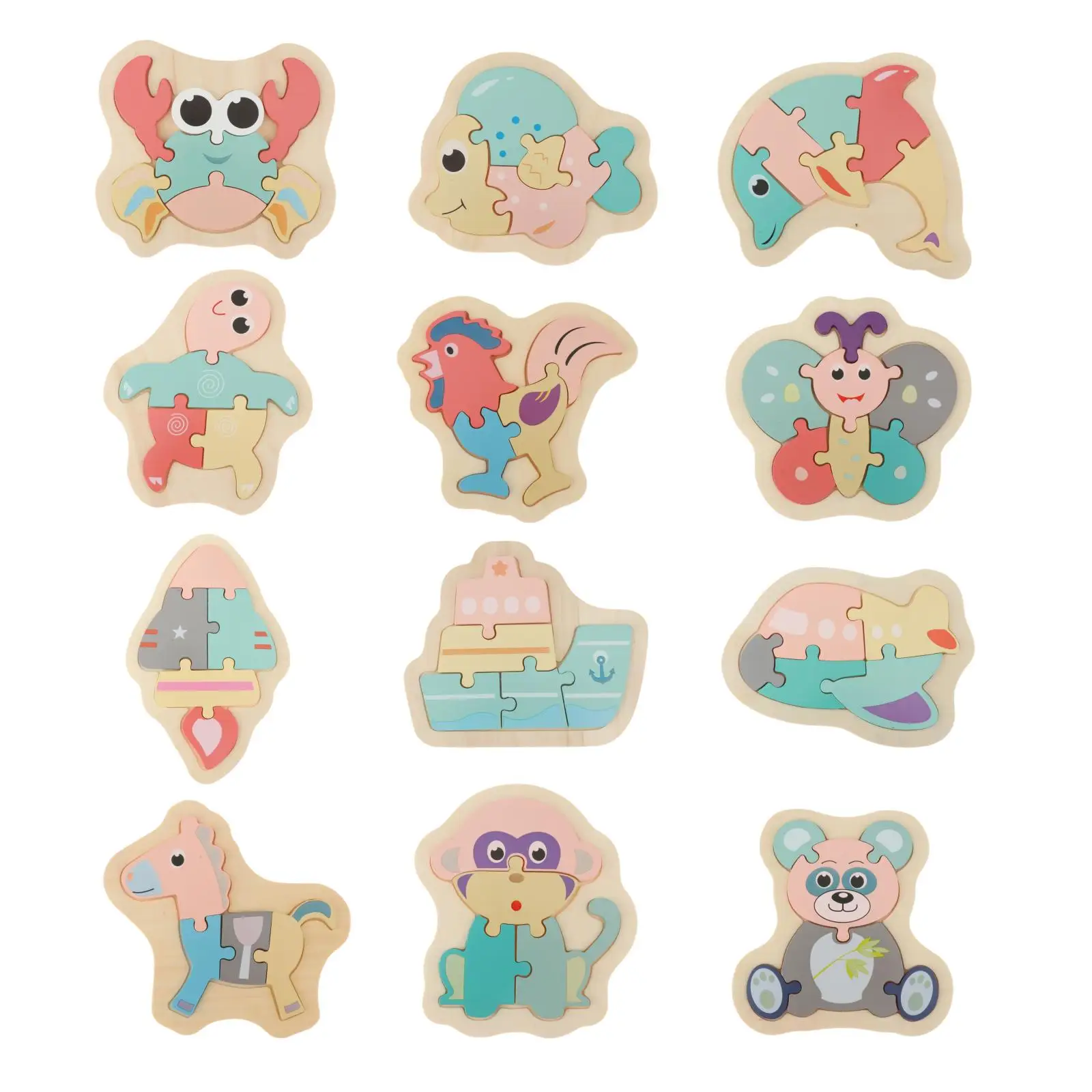 

Baby Wooden Puzzle Toys for Toddlers Developing Jigsaw Educational Kids Toys For Children Cartoon Animal Puzzles Gift