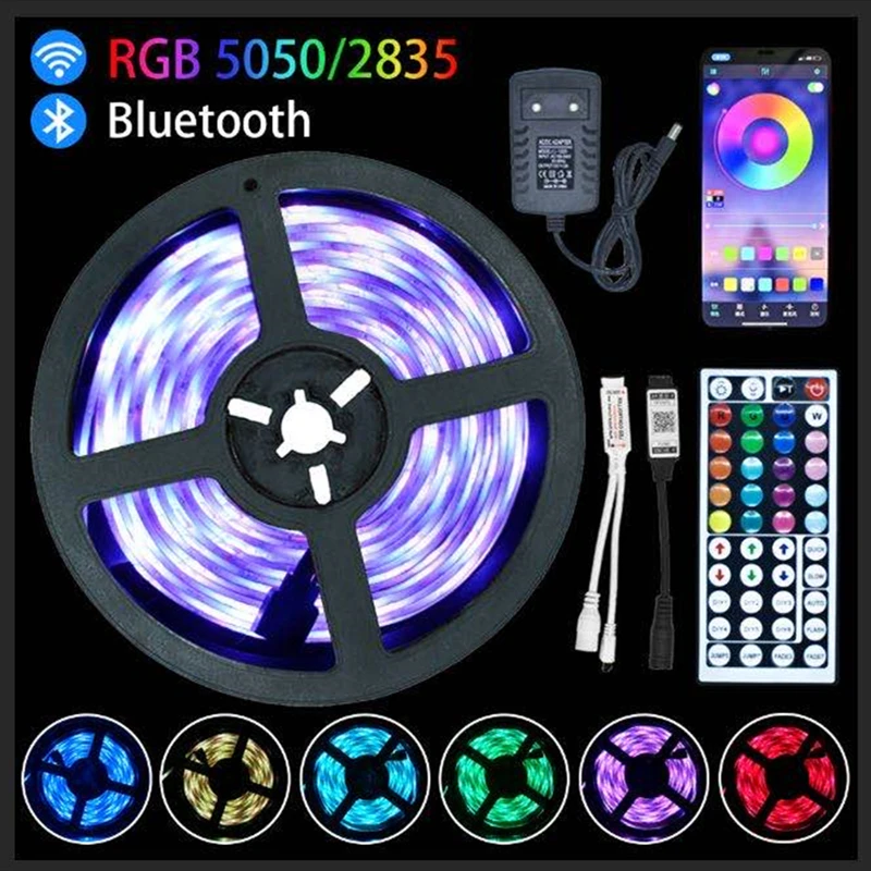 Светодиодная лента с Bluetooth luces LED RGB 5050 2835 гибкая для лампы диодной лентой DC 12 В 5 м 10
