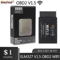 okeytech elm327 v1 5 wifi obd2 car diagnostic scanner v1 5 mini elm 327 bluetooth auto diagnostic tool obdii for android