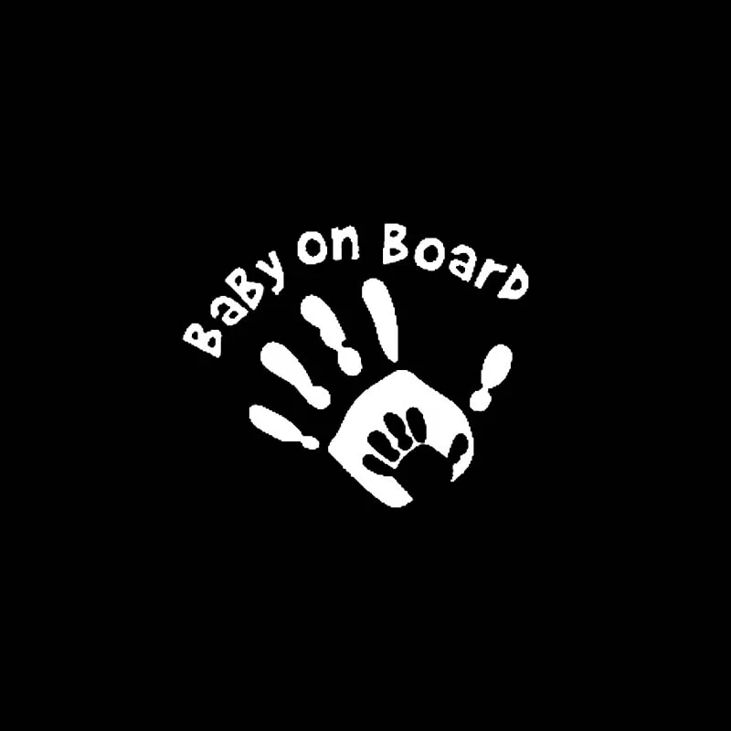 Turienzo 14.5CM*12CM HAND IN BABY ON BOARD Car Sticker Funny Decal Vinyl Black White CT-363 | Автомобили и мотоциклы