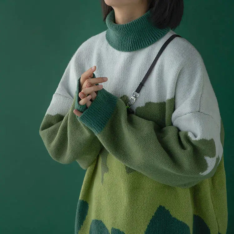 

Streetwear Harajuku Winter Turtlenecks Sweaters Women Oversize Pullovers Top Pull Femme Korean Casual Teen Knitwear Loose Jumper