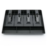 4 grid storage abs money supermarket cashier hotel coin drawer classify organizer box cash register tray with clip shop