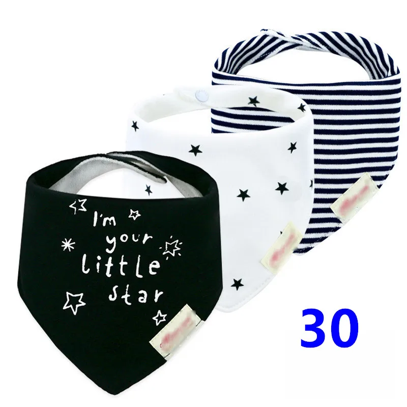 30 3pcs Organic Cotton Baby Scarf Muslin Burp Cloth Bandana Bibs Newborn Baby Boy Infant Girl Toddler Winter Scarf Waterproof Bib - Цвет: 30