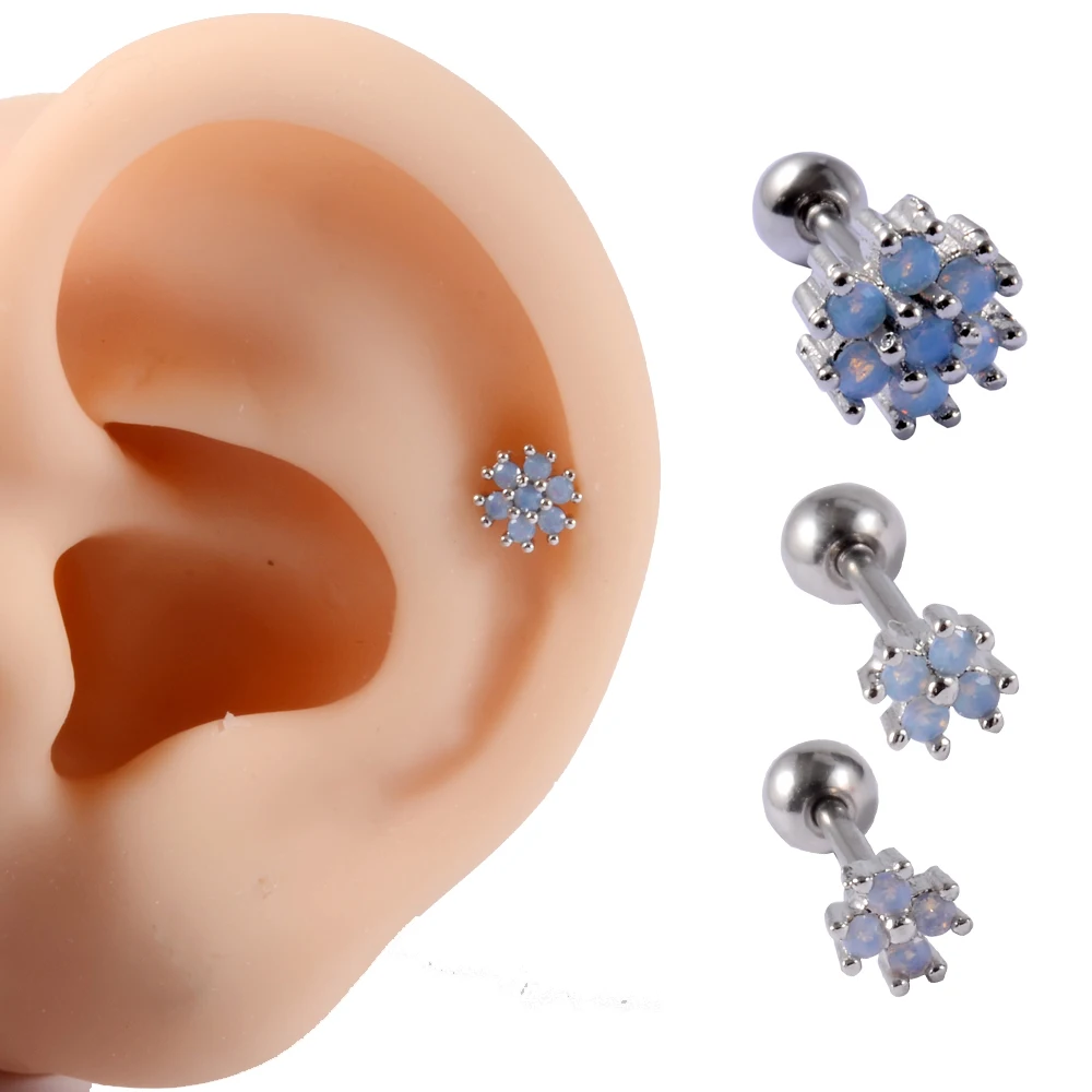 Серьги-гвоздики 1 шт. с опалом Спиральные серьги для губ миниатюрные Козелка