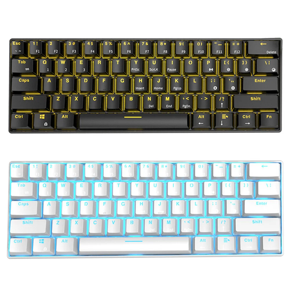 

RK61 Wireless Bluetooth Mechanical Gaming Keyboards Slim 61 Keys RGB Single LED Backlit Backlight for Android/Windows/iOS