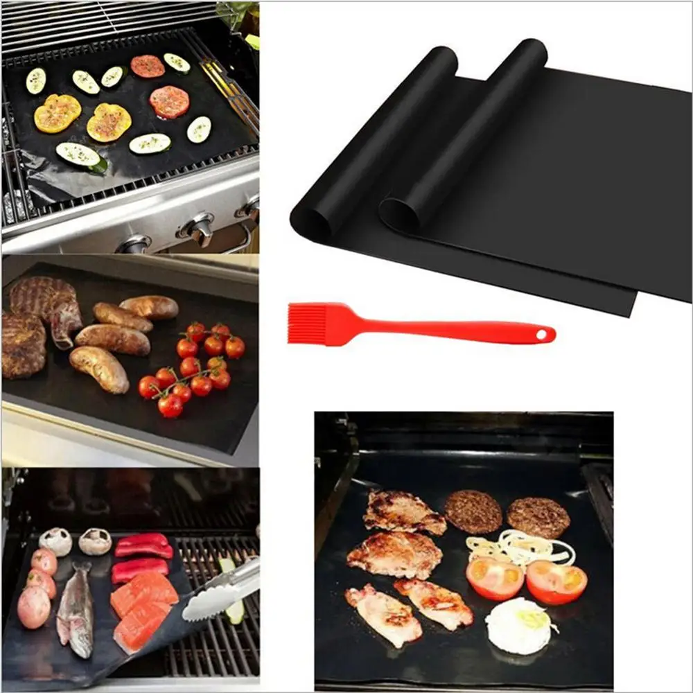 5pcs Non-stick BBQ Grill Mat 50*40cm Barbecue Baking Liners Reusable Heat Resistance Cooking Sheets Tool |
