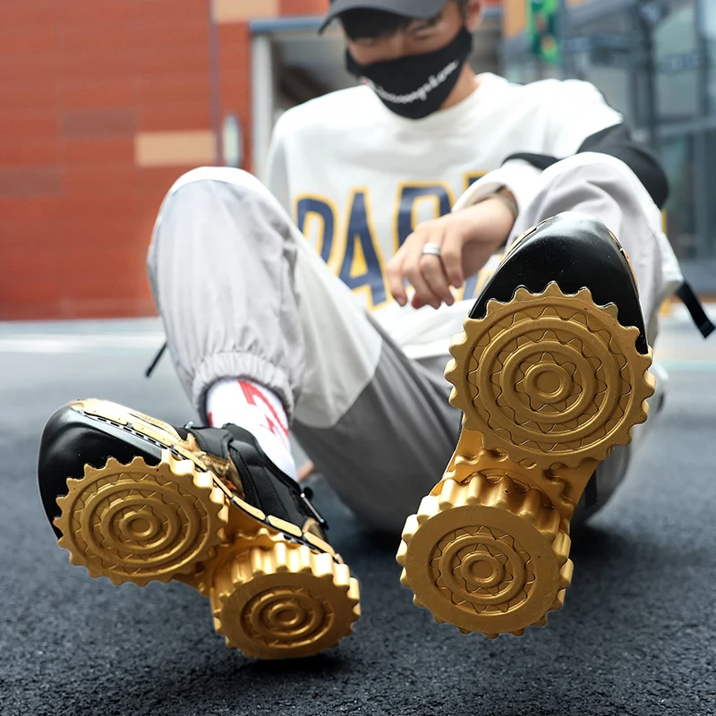 Sneakers Men Casual Shoes Male Fashion Sports golden gear wheel canvas slip on trainers chunky footwear loafers fashion male new | Обувь