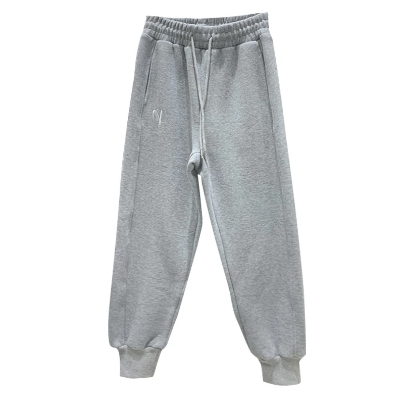 

Spring New Fleece-Lined Thickened Leisure Sports Korean Dongdaemun 2021 Sweatpants Drawstring Elastic Waist Ankle Banded Pants