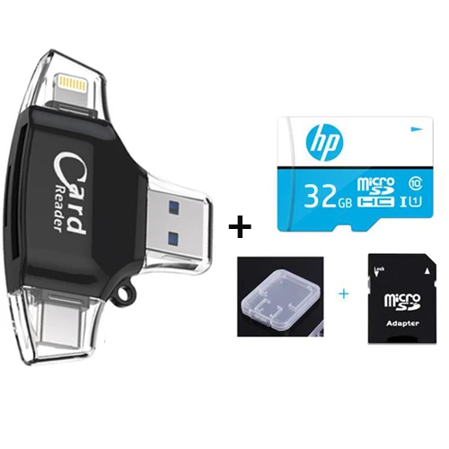 Supersonic 4 в 1 Micro SD кард-ридер для iPhone iPad/Android/Macbook tf карта адаптер с Micro usb type C игровая камера просмотра - Цвет: Black n 32GB TF