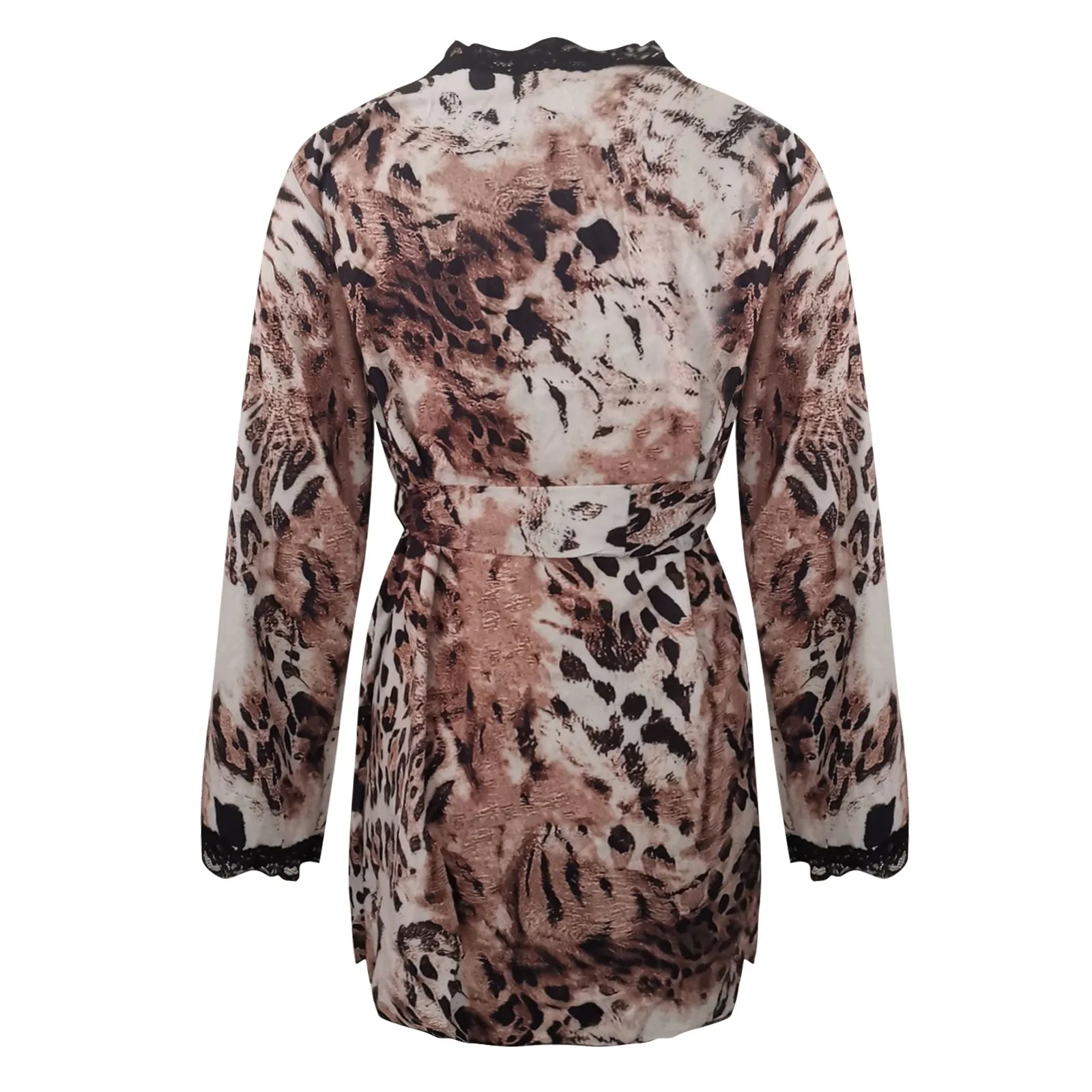 

Silk Lace Leopard Robe Pajamas Nightdress Lingerie Women Underwear Sleepwear Leopard Print pajama peignoir satin femme soft T5