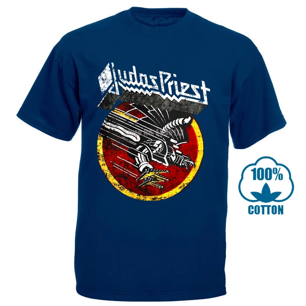 Тёмно-синий Judas Priest футболка кричащая для мести Великобритания тяжелый металл Группа черный S до 3Xl печатных мужчин футболка короткий рукав Забавный 011583 - Цвет: Тёмно-синий