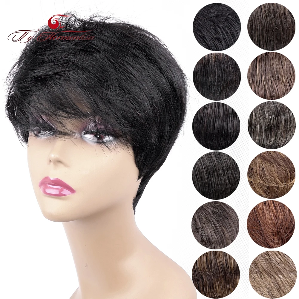 

Ty.hermenlisa Synthetic Lace Front Wig For Women Headband Lace Cosplay Wigs Short Pixie Cut Hair Natural Color Extensions