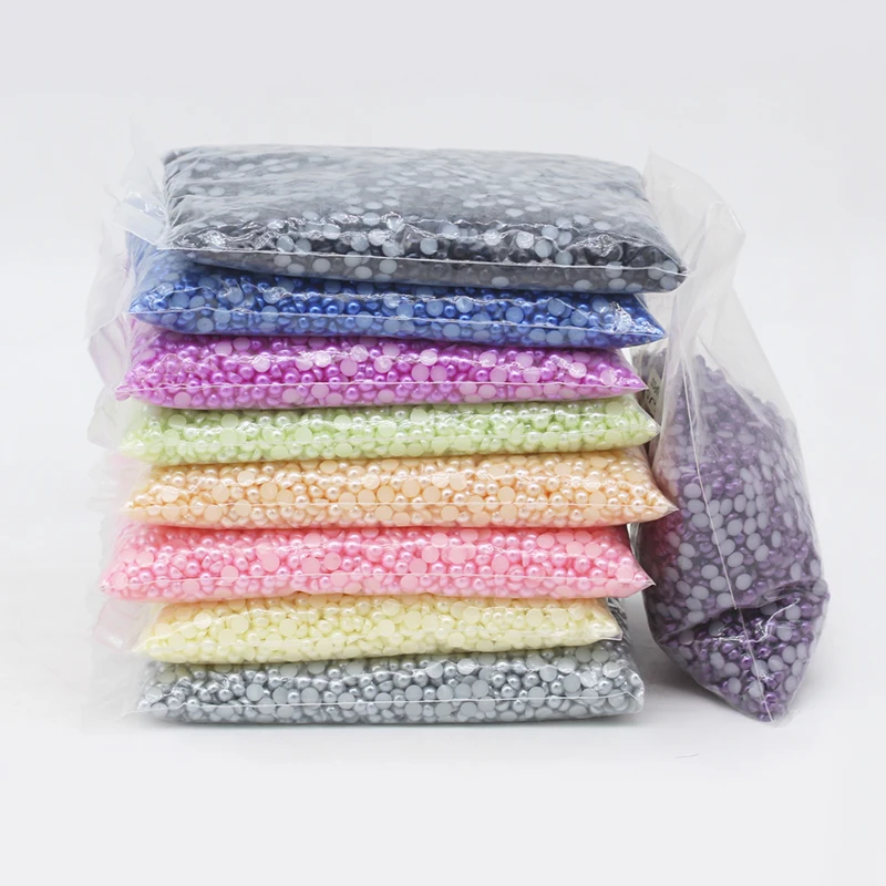 Разноцветные полукруглые жемчужные бусины с плоской спинкой 3-10 мм имитация