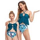 Купальный костюм для родителей и детей, комплект из двух предметов, купальник с оборками, плиссированный купальник с воланом, сексуальные модные купальники