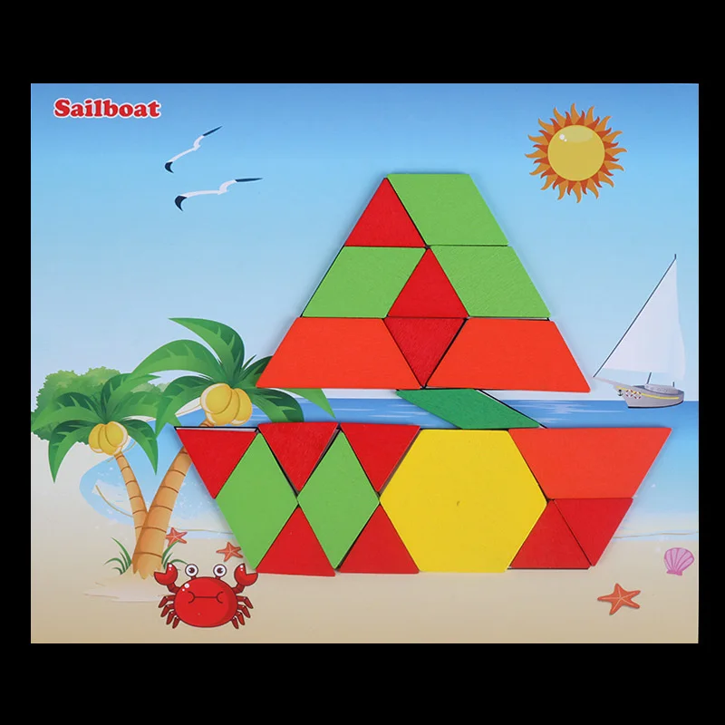 

250 Pcs Wooden Geometric Puzzle Tangram Jigsaw Baby Early Educational Learning Toy Math Toy Kids Teaching Aid