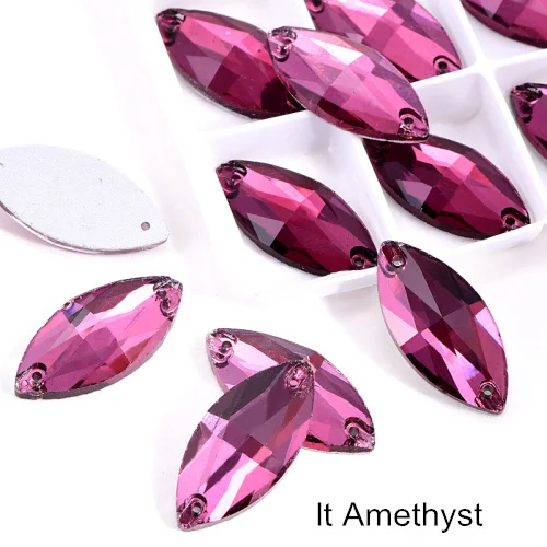 lt Amethyst Многие Цвета лошадиный глаз пришить стразы маркиза, головастой формы лист с украшением в виде кристаллов Стекло пришить стразы свадебное платье Y1651 - Цвет: lt Amethyst