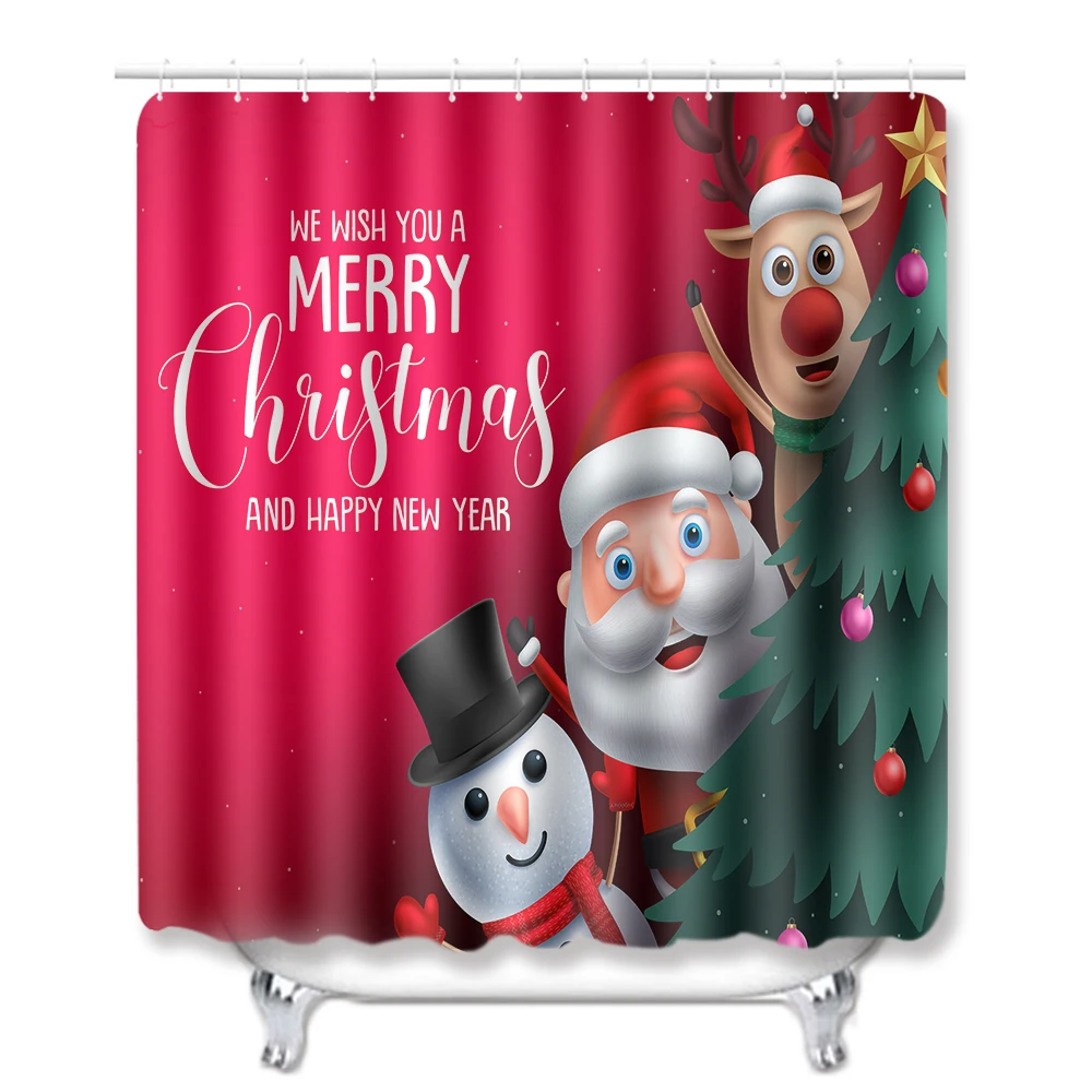 4 шт./компл. занавески для душа Рождественский Декор Рисунок Санта Клауса коврик