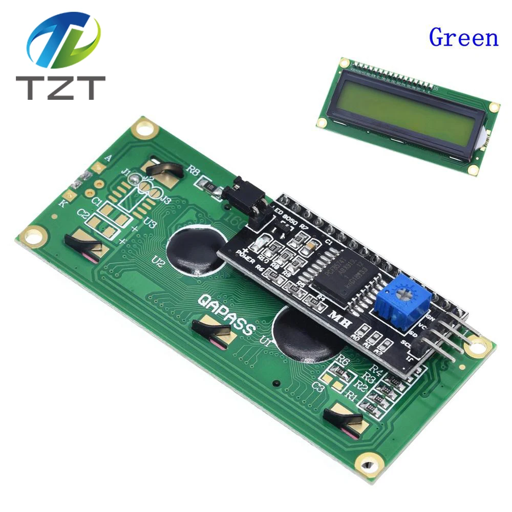 ЖК модуль 1602 + I2C LCD синий/зеленый экран PCF8574 IIC/I2C адаптер пластина для