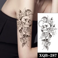 temporary tattoo stickers black rose flower snake moon skull design fake tattoos waterproof tatoos arm large size for women girl