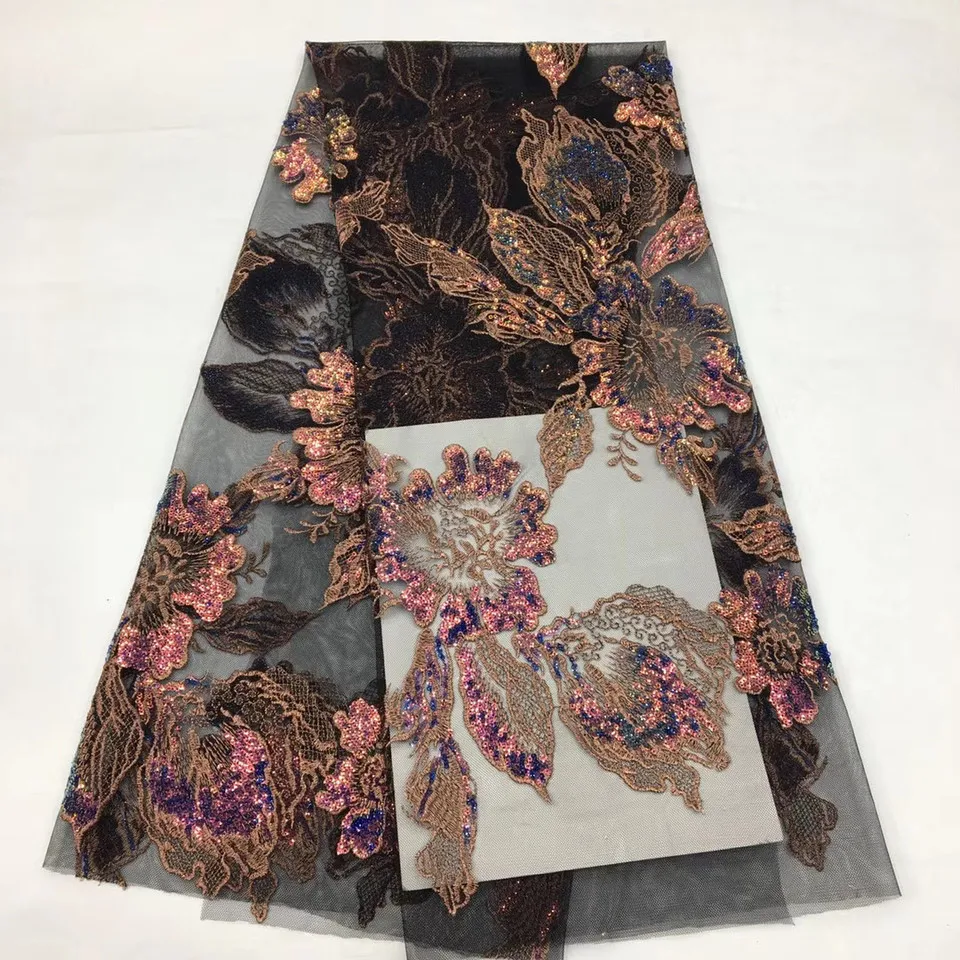 

African sequin lace fabric 2020 high quality lace embroidery French Nigerian tulle lace fabric XX38881