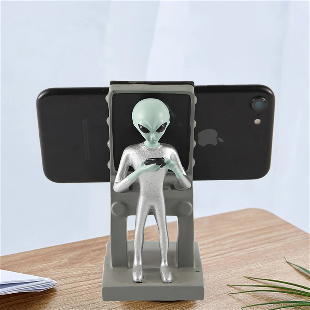 

Полимерный держатель для телефона с инопланетянином, креативный держатель для телефона и планшета, настольное украшение для просмотра ТВ