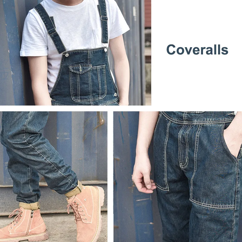 Men's Denim Bib Overalls Working Coveralls Cargo Tactical Jeans Jumpsuits For Man Multi Pockets Suspender Pants Sleeveless |
