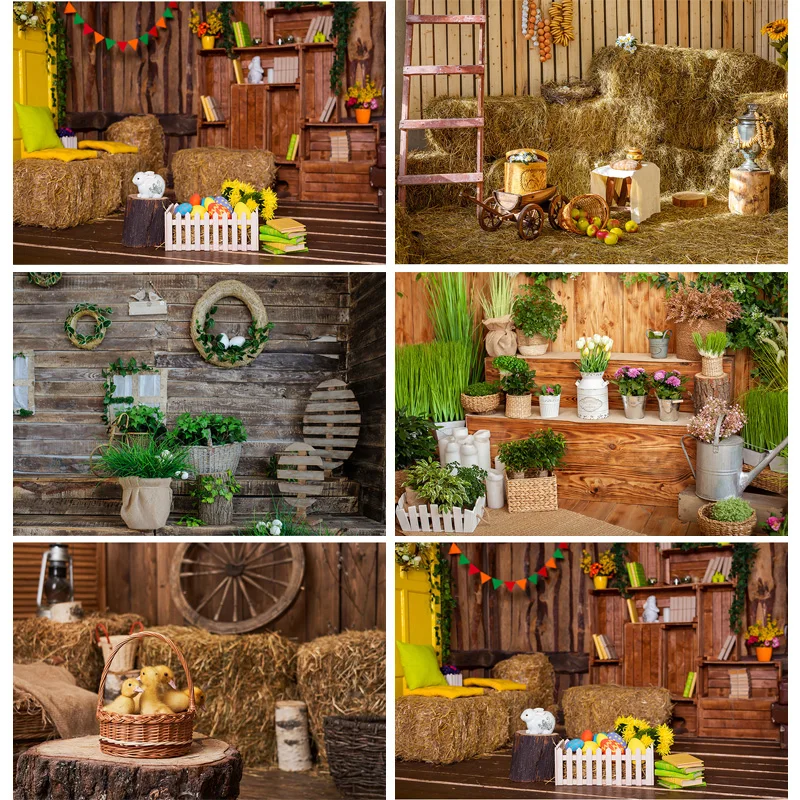 

ZHISUXI Vinyl Custom Easter day Photography Backdrop Props Rabbit Flowers Eggs Wood Board Photo Studio Background 210318HJ-01