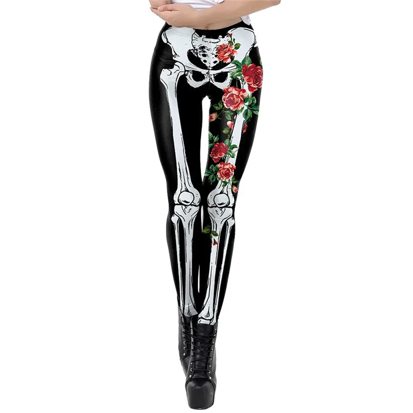 Leggings Одежда на Хэллоуин, леггинсы, Хэллоуин, сексуальные новые женские леггинсы, Призрак Череп, тыква, пальмовые стили, цифровая печать, Брюки J6 - Цвет: Leggings