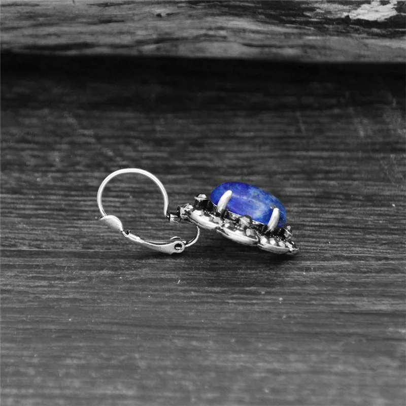 Женские винтажные серьги с натуральным Лазуритом серьги-стразы тибетским