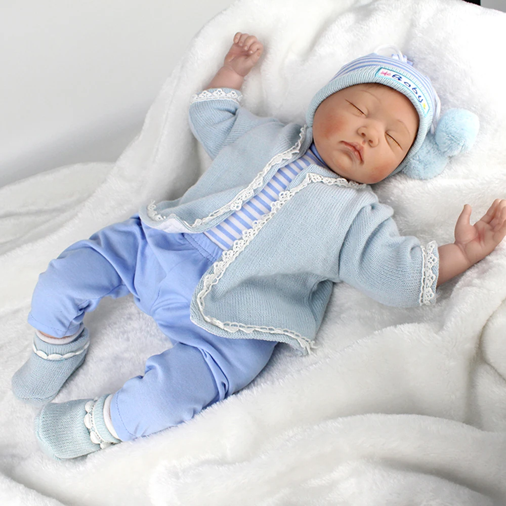 Decdeal силиконовая кукла Reborn 22 дюймов Спящая Реалистичная мягкая на ощупь Детская с